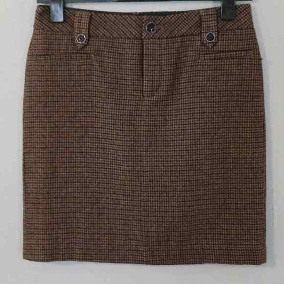 Eddie Bauer Dresses & Skirts - Eddie Bauer Brown Metallic Tweed Mini Wool Blend Skirt Size 4 Lined
